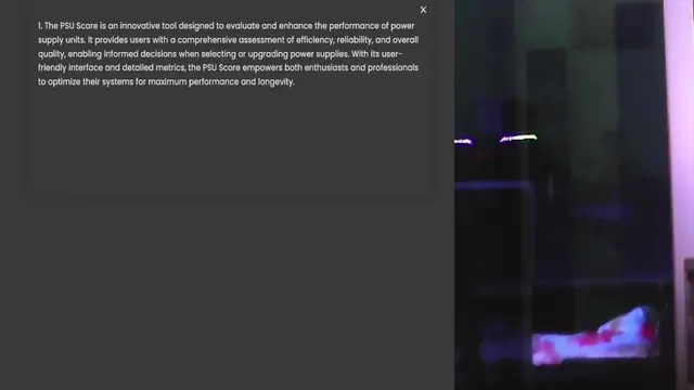 Video thumbnail for 1. The PSU Score is an innovative tool designed to evaluate and enhance the performance of power supply units. It provides users with a comprehensive assessment of efficiency, reliability, and overall quality, enabling informed decisions