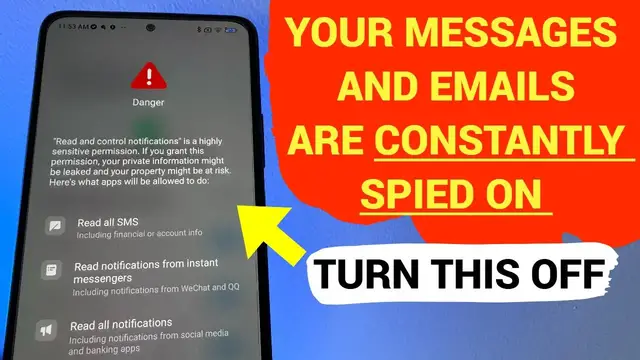 'Video thumbnail for MESSAGES and EMAILS on YOUR PHONE  BEING SPIED ON. TURN THIS OFF'