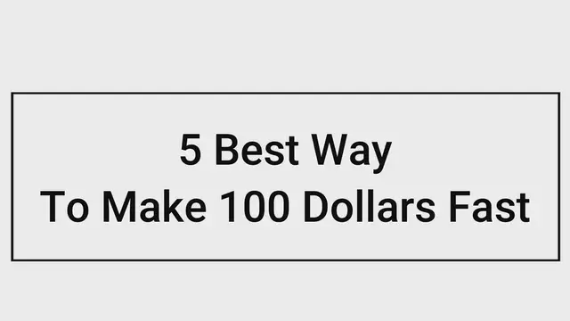 Video thumbnail for make 100 dollars fast