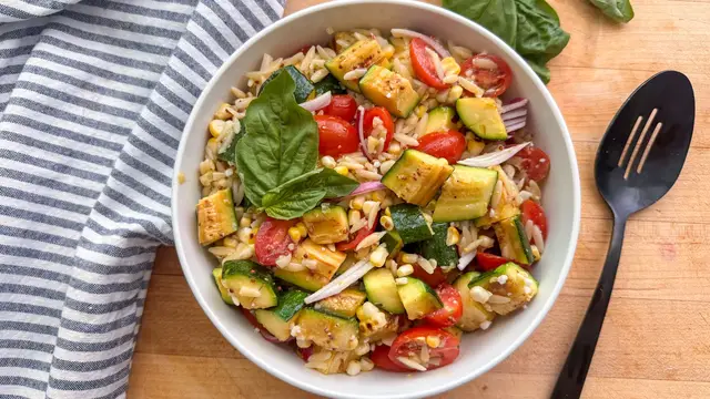 Video thumbnail for Summer Orzo Pasta Salad Recipe