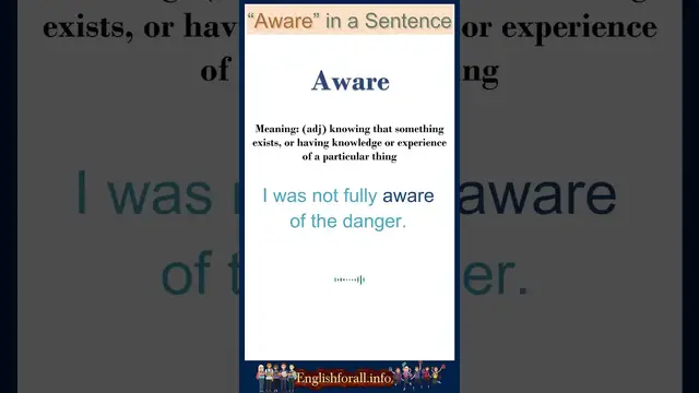 Video thumbnail for Aware meaning | Aware in a Sentence | Most common words in English #shorts