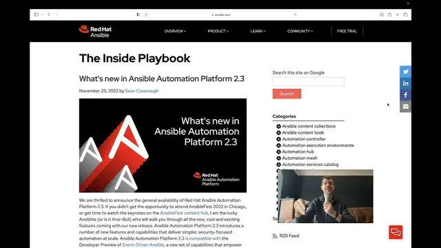 Video thumbnail for Ansible News - Ansible Automation Platform 2.3 General Available