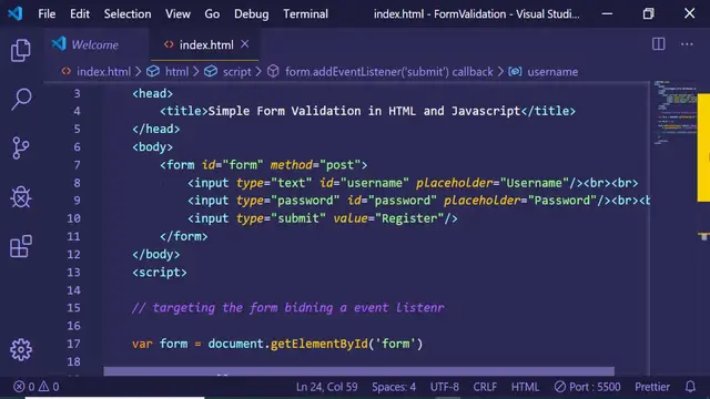 Video thumbnail for Simple Form Validation in Javascript For Beginners | Javascript Form Validation for Beginners