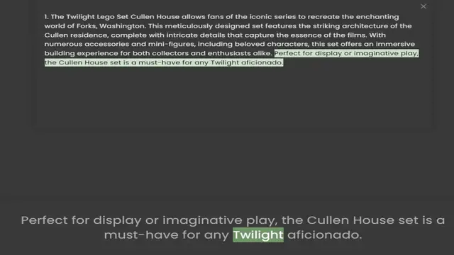 Video thumbnail for 1. The Twilight Lego Set Cullen House allows fans of the iconic series to recreate the enchanting world of Forks, Washington. This meticulously designed set features the striking architecture of the Cullen residence, complete with intrica