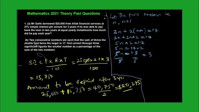Video thumbnail for Mathematics 2021 WAEC Past Questions | Theory | Questions 1 - 5