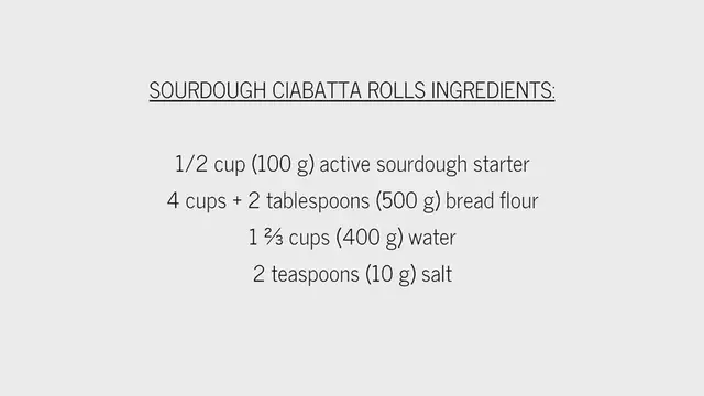 'Video thumbnail for Sourdough ciabatta bread roll recipe'