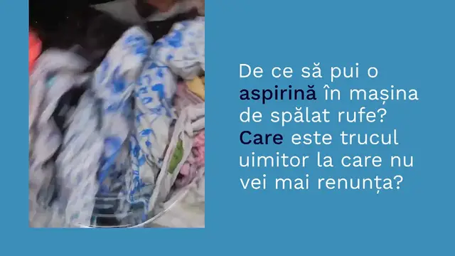 Video thumbnail for De ce să pui o aspirină în mașina de spălat rufe. Care este trucul uimitor la care nu vei mai renunța