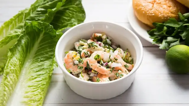 Video thumbnail for Peruvian-Inspired Shrimp Salad Sandwich Recipe