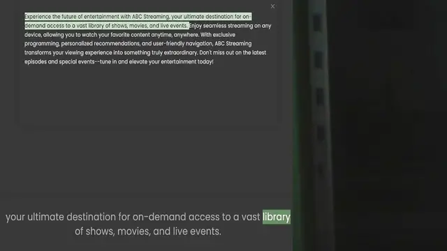 Video thumbnail for Experience the future of entertainment with ABC Streaming, your ultimate destination for on-demand access to a vast library of shows, movies, and live events. Enjoy seamless streaming on any device, allowing you to watch your favorite con