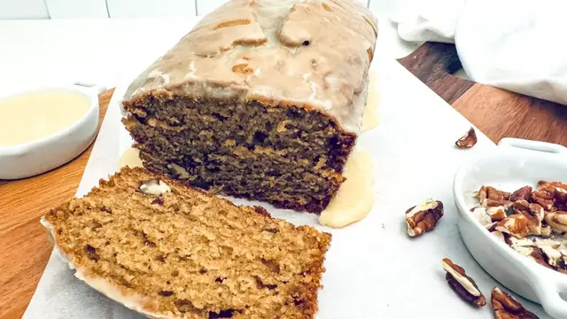 'Video thumbnail for Applesauce Spice Cake With Maple Glaze Recipe'