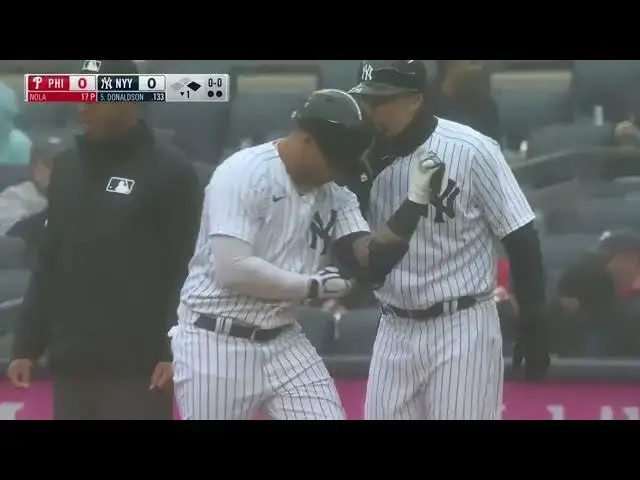 'Video thumbnail for Gleyber Torres BELTS a RBI Single, Scoring Aaron Judge! | New York Yankees | 4/5/2023'