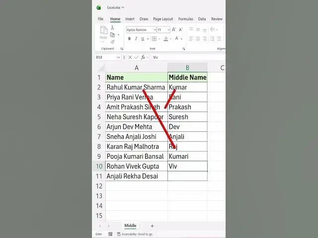Video thumbnail for Split Names Smartly – Work Smarter, Not Harder #excel #exceltips #spreadsheetmagic