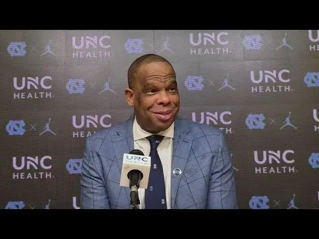 Video thumbnail for #UNC coach Hubert Davis after the Tar Heels' win over USC Upstate