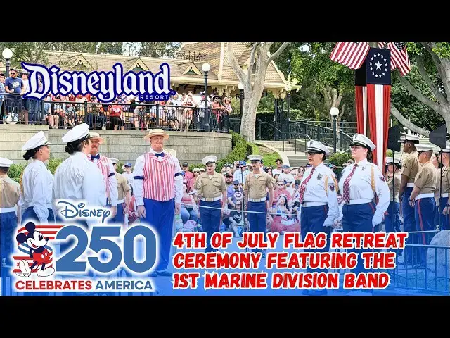 Video thumbnail for 4th of July Flag Retreat Ceremony Featuring the 1st Marine Division Band at Disneyland | USA 250