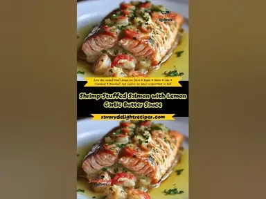 'Video thumbnail for Shrimp-Stuffed Salmon with Lemon Garlic Butter Sauce'