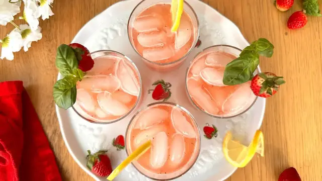 'Video thumbnail for Roasted Strawberry And Basil Lemonade Recipe'