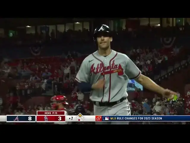 'Video thumbnail for Travis d'Arnaud SMACKS a RBI Double, Scoring Matt Olson! | Atlanta Braves | 4/3/2023'
