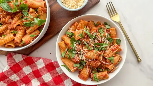 'Video thumbnail for Our Spicy Rigatoni Pasta Recipe Puts Jarred Sauce To Shame'
