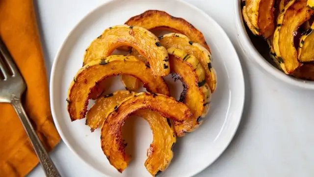 'Video thumbnail for Maple-Roasted Delicata Squash Recipe'
