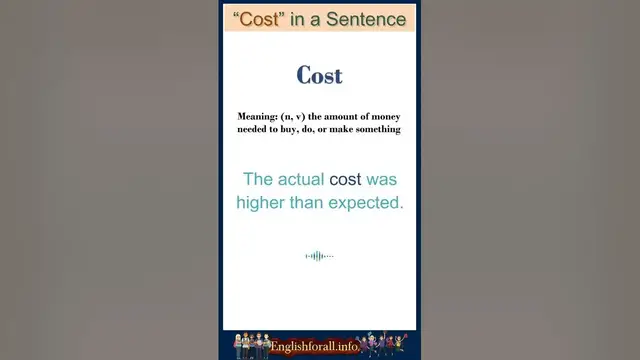 Video thumbnail for Cost meaning | Cost in a Sentence | Most common words in English #shorts