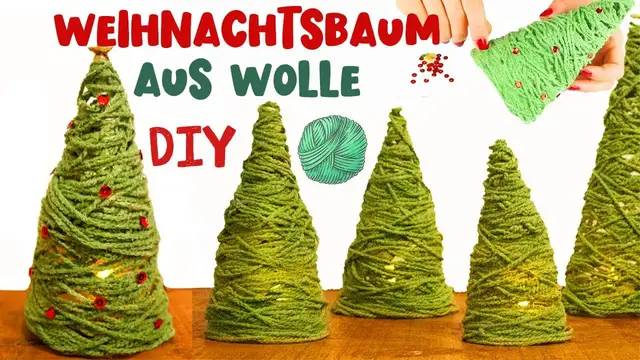 Video thumbnail for DIY 🎄 Basteln für Weihnachten 🎄 Weihnachtsbaum aus Wolle basteln mit Kindern - Bastelanleitung
