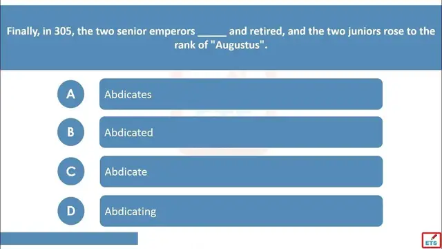 Video thumbnail for English Verb Tenses: Abdicate, Abdicates, Abdicated, Abdicating Quiz