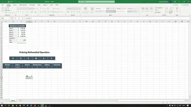 Video thumbnail for Order of Operations in Excel
