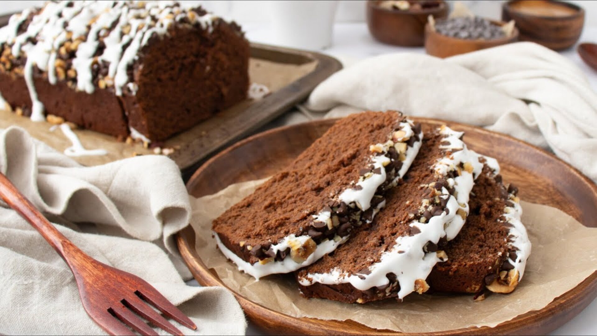 Video thumbnail for Chocolate Hazelnut Breakfast Bread With Marshmallow Fluff Drizzle Recipe