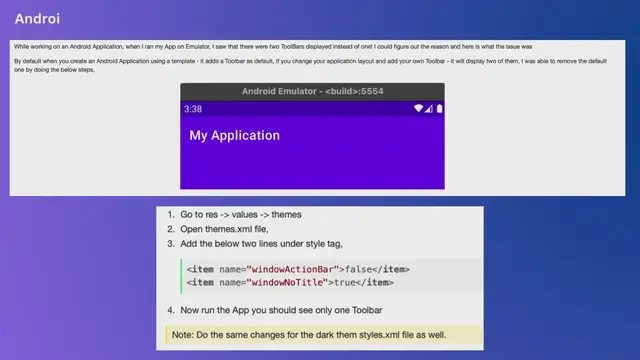 Video thumbnail for Android App Showing Two Toolbars Issue fix