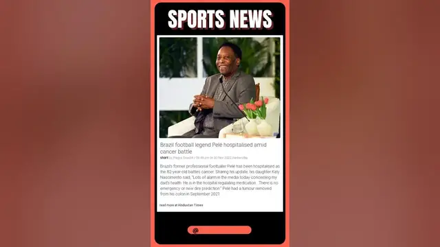 Video thumbnail for Brazil football legend Pelé hospitalised amid cancer battle