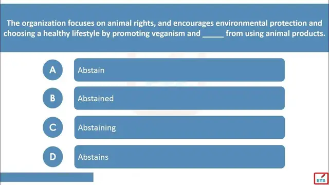 Video thumbnail for English Verb Tenses: Abstain, Abstains, Abstained, Abstaining Quiz