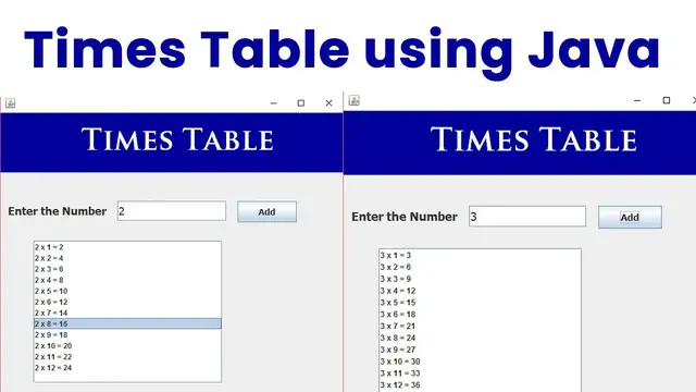 Video thumbnail for Times table in Java