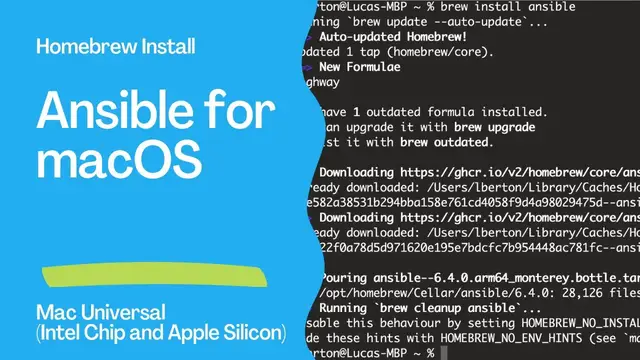 Video thumbnail for Install Ansible for Mac Universal (Intel Chip and Apple Silicon) using Homebrew in macOS Monterey