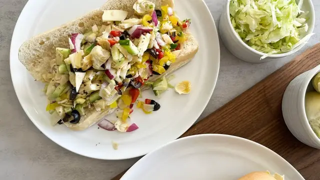 'Video thumbnail for Vegetarian TikTok-Inspired Chopped Italian Sandwich Recipe'