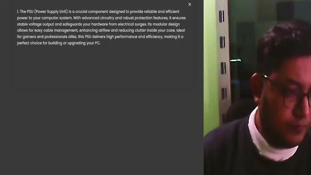 Video thumbnail for 1. The PSU (Power Supply Unit) is a crucial component designed to provide reliable and efficient power to your computer system. With advanced circuitry and robust protection features, it ensures stable voltage output and safeguards your h