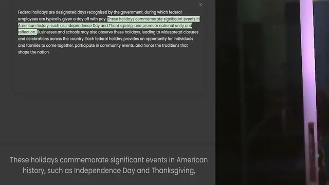 Video thumbnail for Federal holidays are designated days recognized by the government, during which federal employees are typically given a day off with pay. These holidays commemorate significant events in American history, such as Independence Day and Than