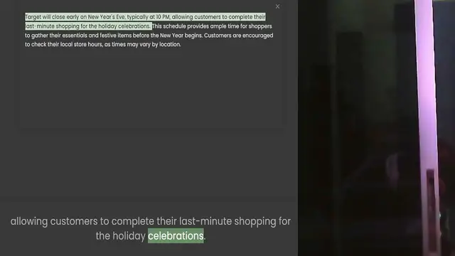 Video thumbnail for Target will close early on New Year's Eve, typically at 10 PM, allowing customers to complete their last-minute shopping for the holiday celebrations. This schedule provides ample time for shoppers to gather their essentials and festive i
