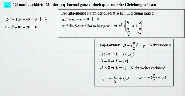 Video thumbnail for p-q-Formel einfach erklärt