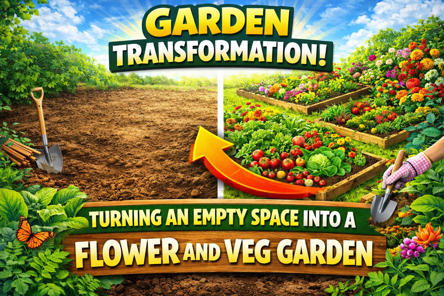 Video thumbnail for Garden Transformation | Turning an Empty Space into a Flower and Veg Garden