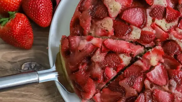 Video thumbnail for Strawberry Basil Upside-Down Cake Recipe