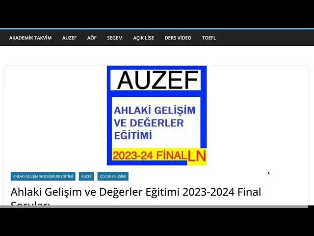 Video thumbnail for Auzef Ahlaki Gelişim ve Değerler Eğitimi 2023-2024 Final Soruları