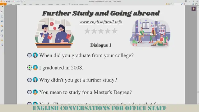Video thumbnail for Further Study and Going abroad -  English Conversations for Office Staff