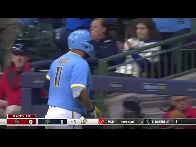 'Video thumbnail for Rowdy Tellez KNOCKS a RBI Sacrifice-Fly, Scoring Christian Yelich! | Milwaukee Brewers | 4/7/2023'
