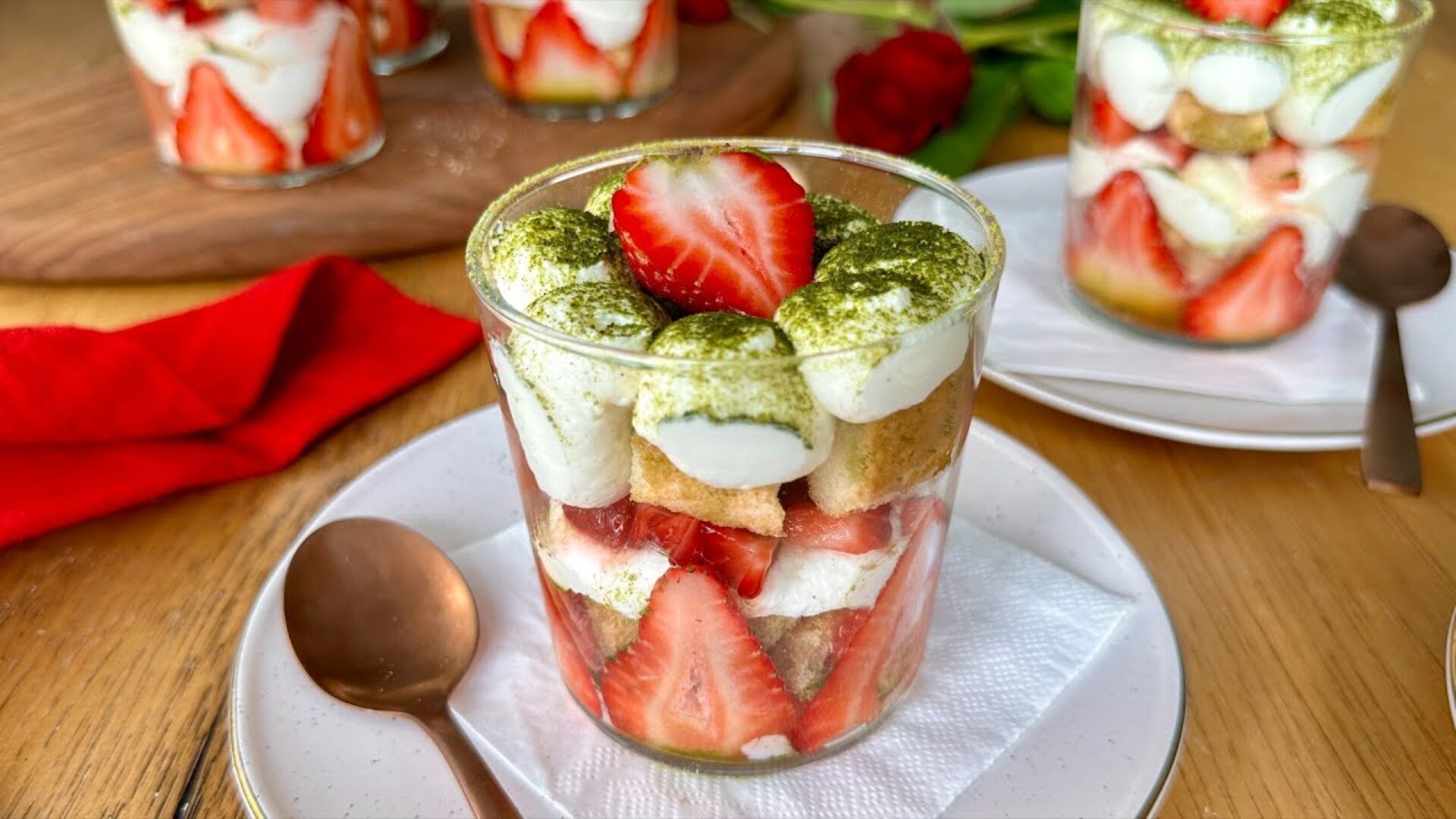 Video thumbnail for Matcha Strawberry Tiramisu Recipe