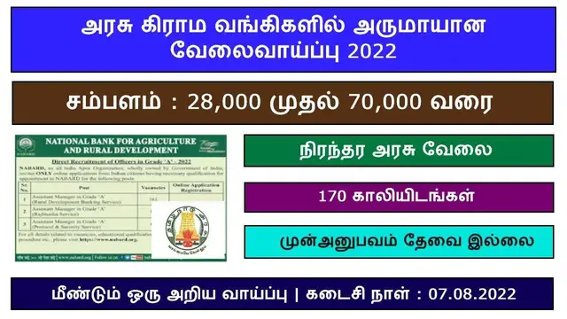 Video thumbnail for தமிழ்நாடு கிராம வங்கி வேலைவாய்ப்பு 2022 | நிரந்தர அரசு வேலை | சம்பளம்  - 27,000 முதல் 70,000