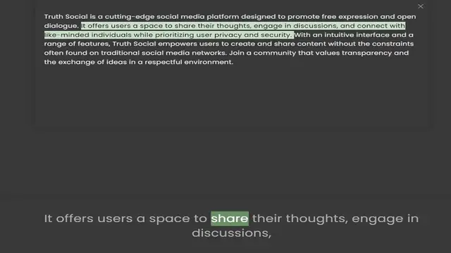 Video thumbnail for dialogue. It offers users a space to share their thoughts, engage in discussions, and connect with like-minded individuals while prioritizing user privacy and security. With an intuitive interface and a range of features, Truth Social emp