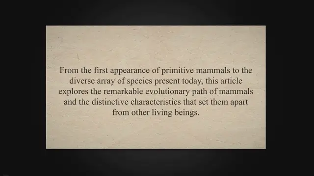 Video thumbnail for Evolution of mammals and their unique features