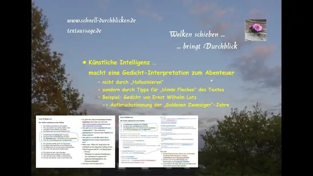 Video thumbnail for KI: So wird ein Gedicht zum Abenteuer - sich einfach zu Recherchen anregen lassen - ins heiße Leben