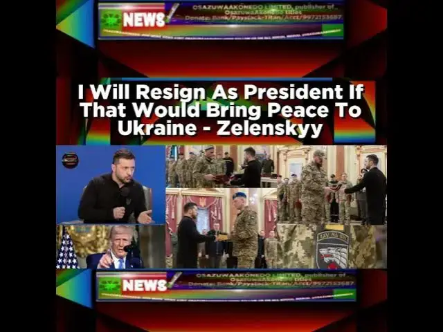 Video thumbnail for I Will Resign As President If That Would Bring Peace To Ukraine - Zelenskyy