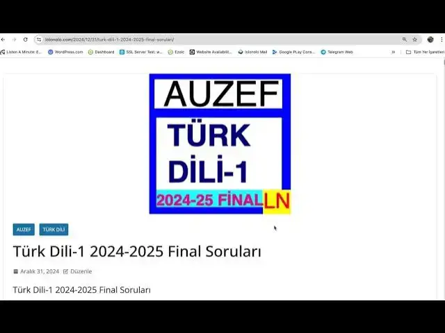 Video thumbnail for Auzef Türk Dili-1 2024-2025 Final Soruları